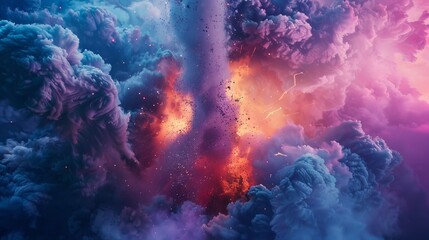 Cinematic colored powder explosion for a dramatic and intense scene - obrazy, fototapety, plakaty