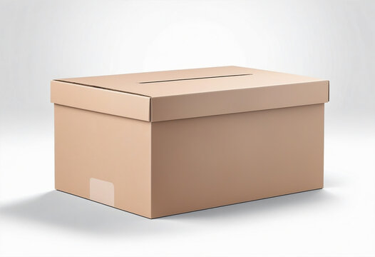Blank cardboard box mockup isolated on white