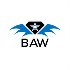BAW letter logo. technology icon blue image on white background. BAW Monogram logo design for entrepreneur and business. BAW best icon.	
