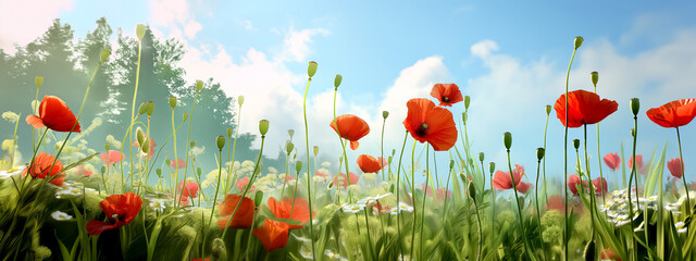 Obraz premium Field of Red Poppies