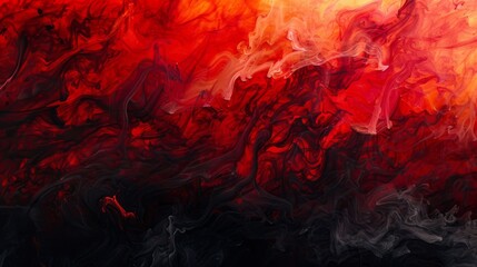Fire and smoke abstract oil painting background with intense reds and blacks. - obrazy, fototapety, plakaty