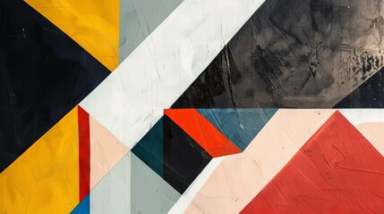 Geometric abstract art with sharp angles and bold color blocks