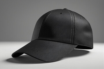 Black baseball cap mockup front view on white background