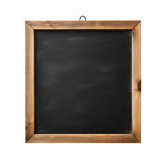Wooden Frame Surrounding a Blank Square Blackboard: School Board for Mockup, Isolated on Transparent Background, PNG