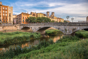 The bridge over the Onyar river in Girona - Catalonia, Spain