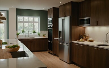 Contemporary Elegance: Modern Kitchen with Nature View