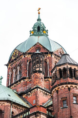 Fototapeta na wymiar St. Luke's Church, Lukaskirche is the largest Protestant church in Munich, Germany