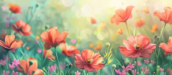 Deurstickers Background with Flowers © Vusal