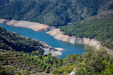 Fototapeta na wymiar Istan water reservoir on sunny day, Marbella, Andalusia, Spain