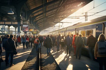 People waiting for the train in Milan. Milan is the capital and largest city of Italy. - obrazy, fototapety, plakaty