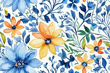 Seamless blue floral pattern - Seamless tile