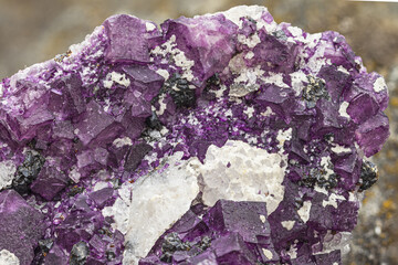 Detailed macro of purple fluorite crystals