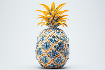 Artistic Pineapple in Yellow and Blue