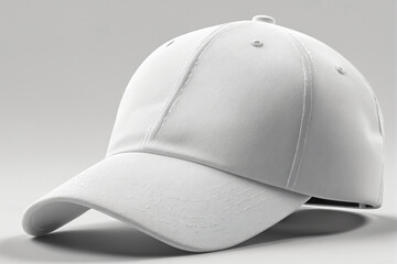 White baseball cap mockup front view on white background