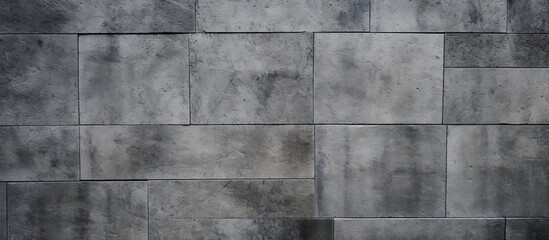 A close up of a rectangular grey brick wall with parallel lines, creating a symmetrical pattern. The composite material gives off various tints and shades, resembling wood flooring