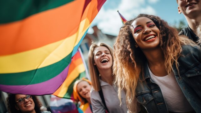 friends celebrating gay pride day. LGBTQ concept - Powered by Adobe