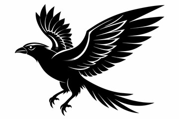 Flying bird icon, silhouette black, vector art illustration