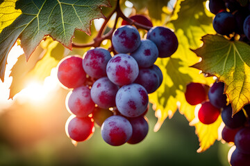harvest bunches of grapes in the garden