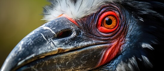 a close up of a bird with red eyes and a long beak . High quality