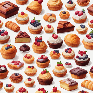 Pastry and Cake Cartoon Design Very Delicious