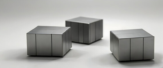set of three silver cube podiums, ideal for showcasing products