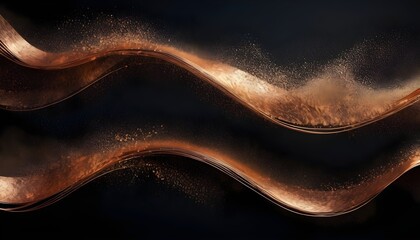 Copper dust waves and foams on dark abstract background, luxury, wall art - obrazy, fototapety, plakaty