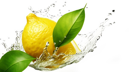 Fresh lemon fruits concept with splash