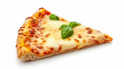 Piece of Pizza with fresh Basil