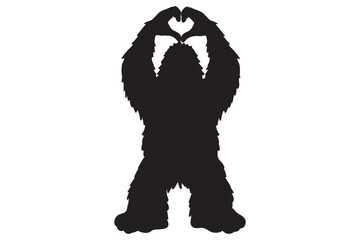 Bigfoot Heart, Bigfoot, Heart, Yeti, Silhouette, Wild Monster, Sasquatch, Stencil