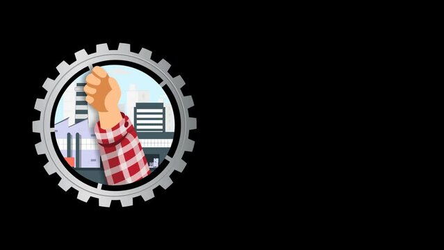 animated vector of hands holding tools, with a transparent background, suitable for a labor day greeting post or put this footage on hero section of a website. Loop and Copy Space Area 