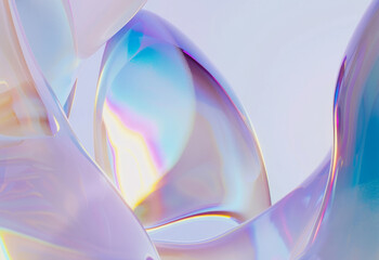 Shiny holographic textile in a close-up view, showcasing its vibrant rainbow iridescence