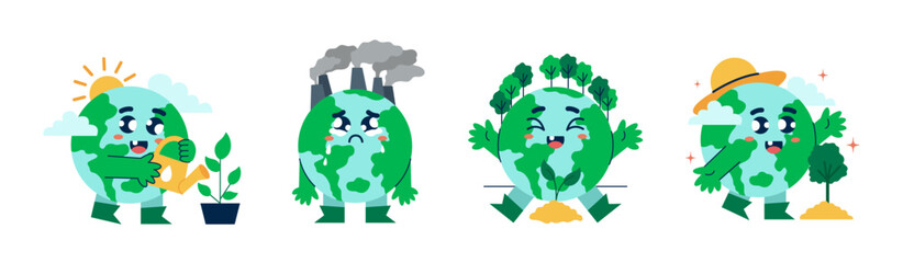 Cute Earth Character Illustration. Cute Earth vector.