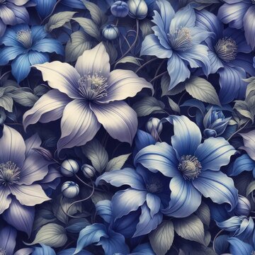 blue flowers pattern Background floral  