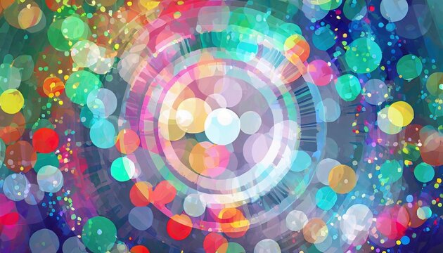 abstract background with circles party or celebration background design with disco lights and confetti in festive fun design