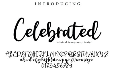 Celebrated Font Stylish brush painted an uppercase vector letters, alphabet, typeface