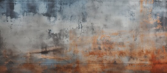 A detailed shot of an old, weathered metal wall contrasts with the blurred natural landscape in the background. The rusty texture creates a unique pattern, almost like an art piece - obrazy, fototapety, plakaty