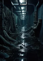 Foto op Canvas Sewage tunnel or underground sewer system © amazingfotommm