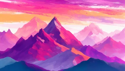 Papier Peint photo Lavable Rose  abstract mountain landscape background in vibrant hues with pink and purple tones