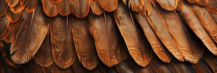 Owl Feathers Background, Brown Plumage, Hawk Wings Texture with Copy Space, a Bird of Prey Feathers