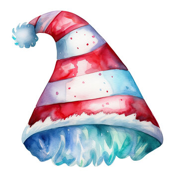 santa hat watercolor