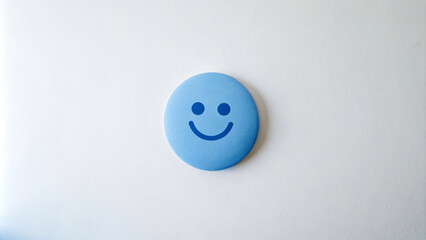 Happy Blue Smiley Face on Background