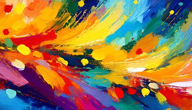 hand drawn colorful painting abstract art panorama background colors texture
