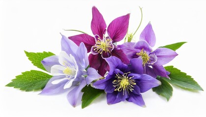columbine flowers floral composition isolated on white background