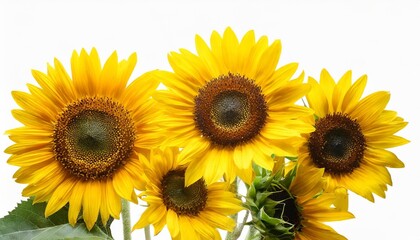 sunflowers collection on the white background