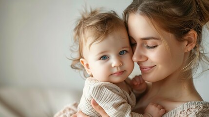 mother and baby isolated on transparent background