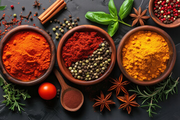 Vibrant Array of Spices and Herbs