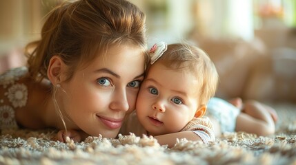mother and baby isolated on transparent background