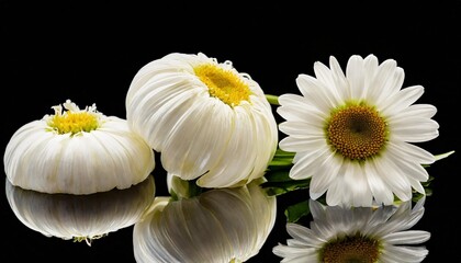 white marguerites from different sides transparent background