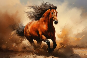 Resilient mustang horse. Beautiful equestrian horse freedom symbol. Generate ai - obrazy, fototapety, plakaty
