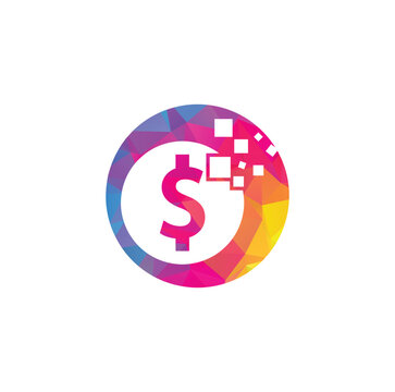 Money logo design. Digital money logo template.